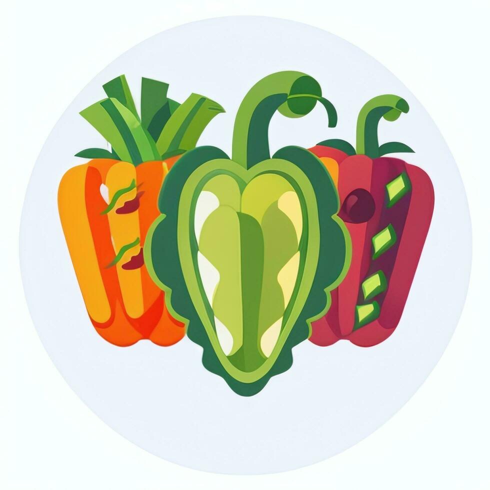 AI generated Various Weird Vegetable Avatar Icon Clip Art Sticker Decoration Simple Background photo