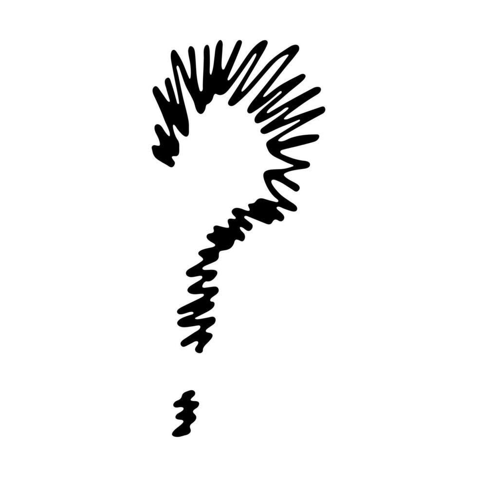 Hand drawn ink question mark illustration in sketch style. Single element for design vector