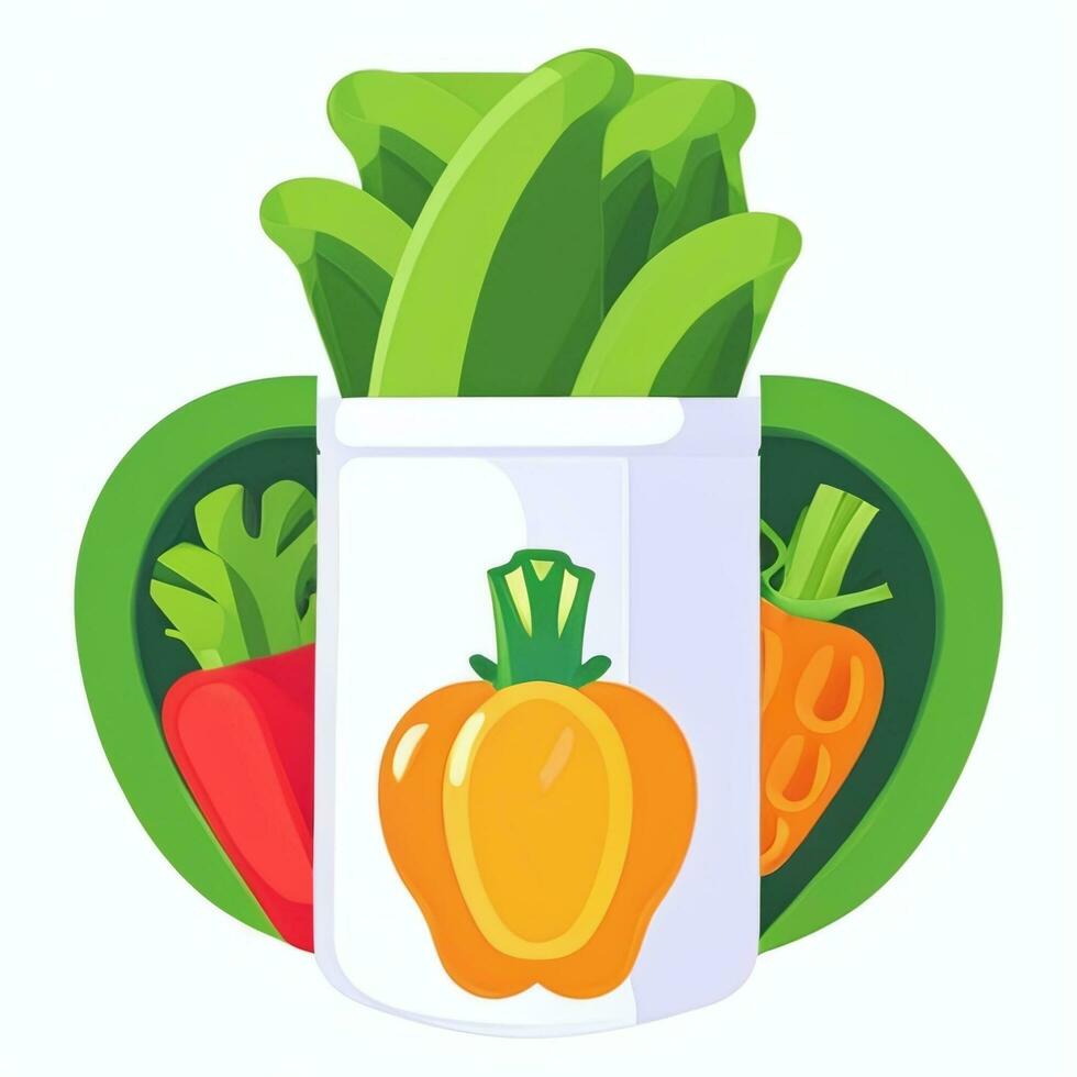 AI generated Various Weird Vegetable Avatar Icon Clip Art Sticker Decoration Simple Background photo