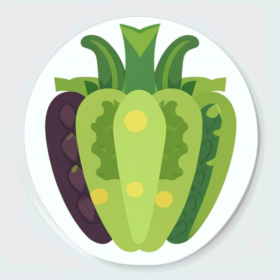 AI generated Various Weird Vegetable Avatar Icon Clip Art Sticker Decoration Simple Background photo