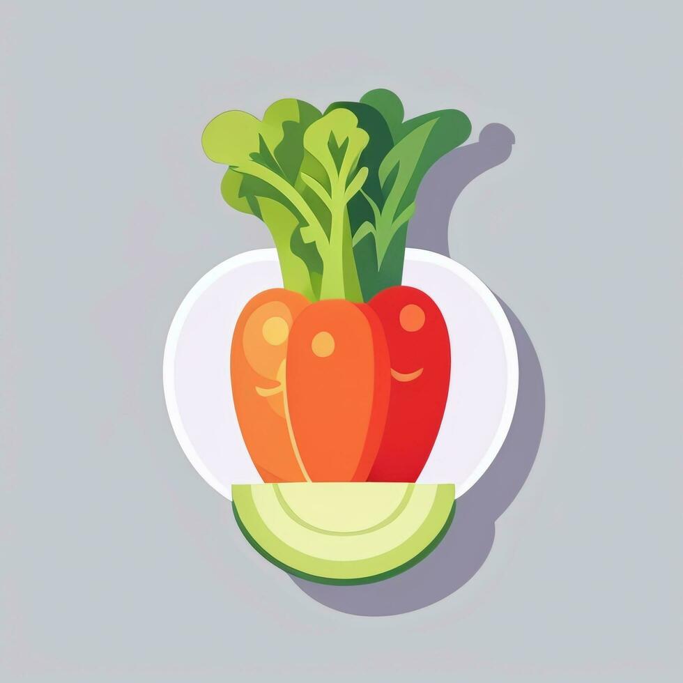 AI generated Various Weird Vegetable Avatar Icon Clip Art Sticker Decoration Simple Background photo