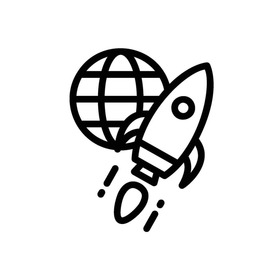 SEO icon with globe and rocket launch vector