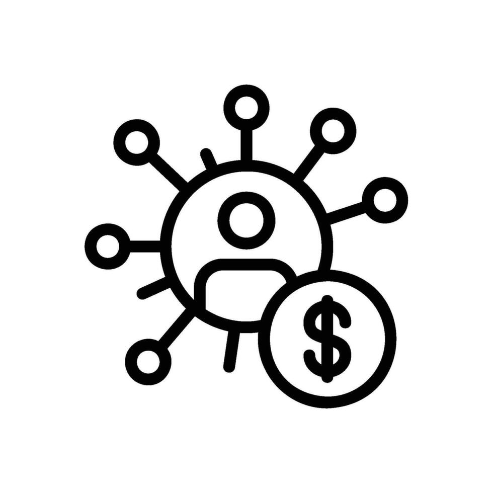 Affiliate Program icon with networks and dollar vector