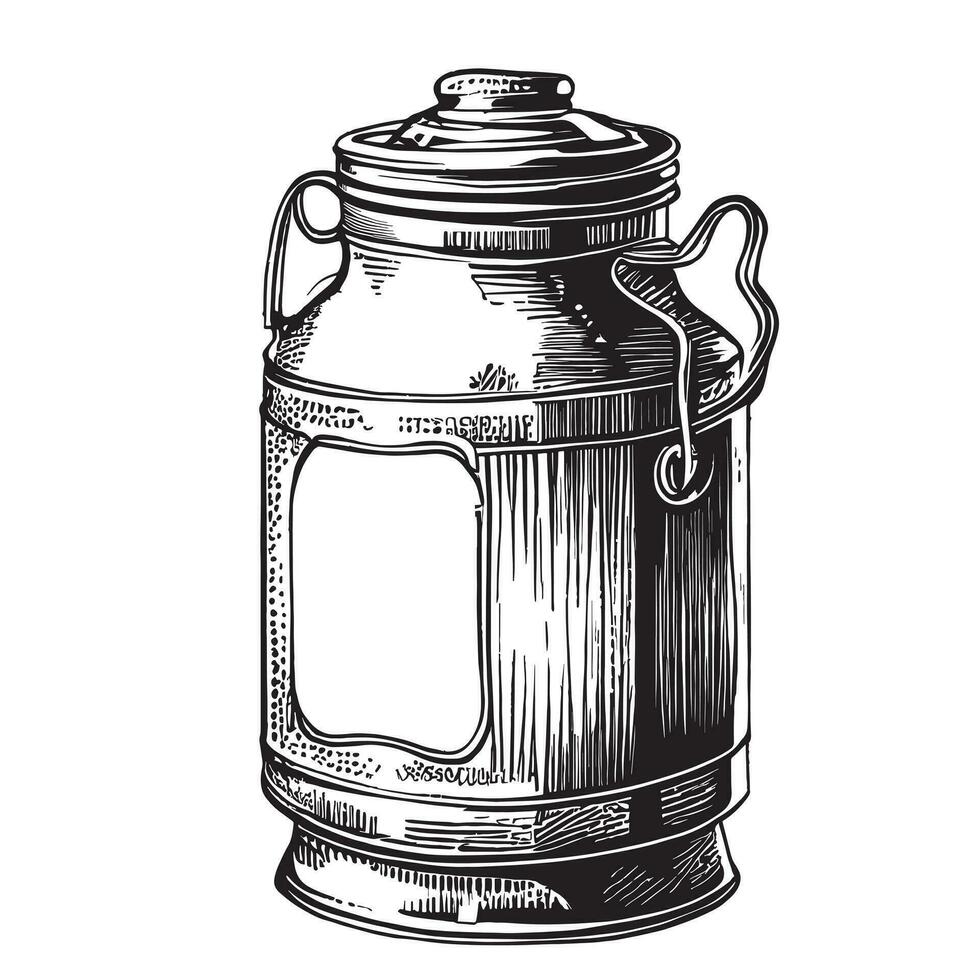 Retro milk can detailed hand drawn sketch Vector illustration