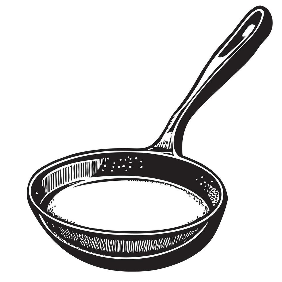 Empty frying pan hand drawn sketch in doodle style Vector illustration