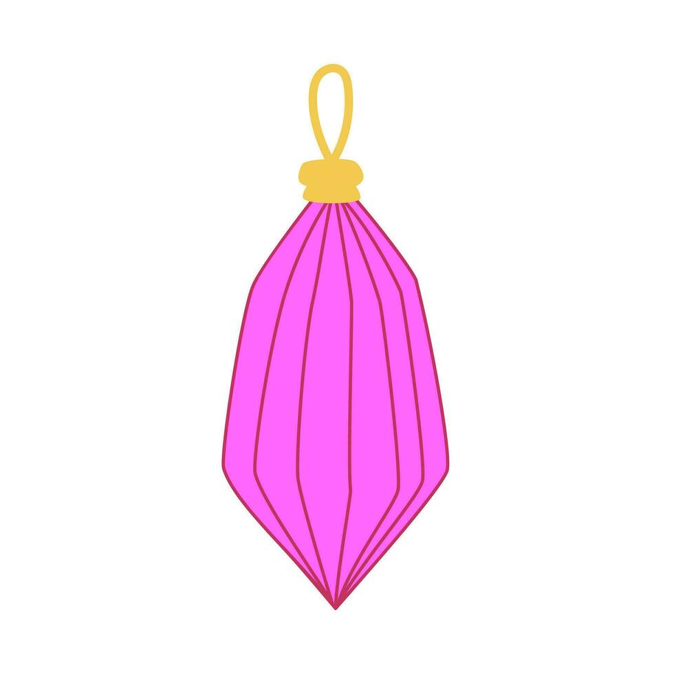 Christmas retro dark pink and yellow decoration. Christmas ball. Vector Vintage retro elements.