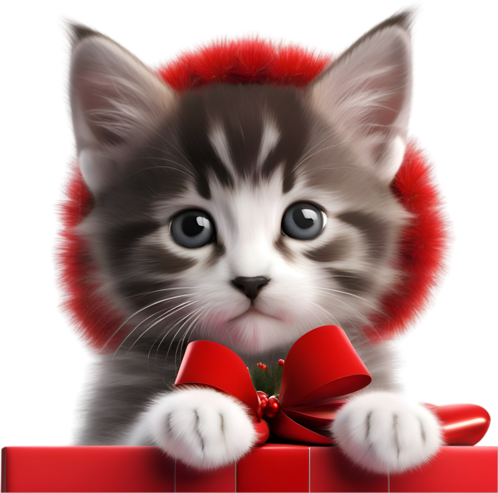 AI generated A cute kitten with a Christmas theme. AI-Generated. png