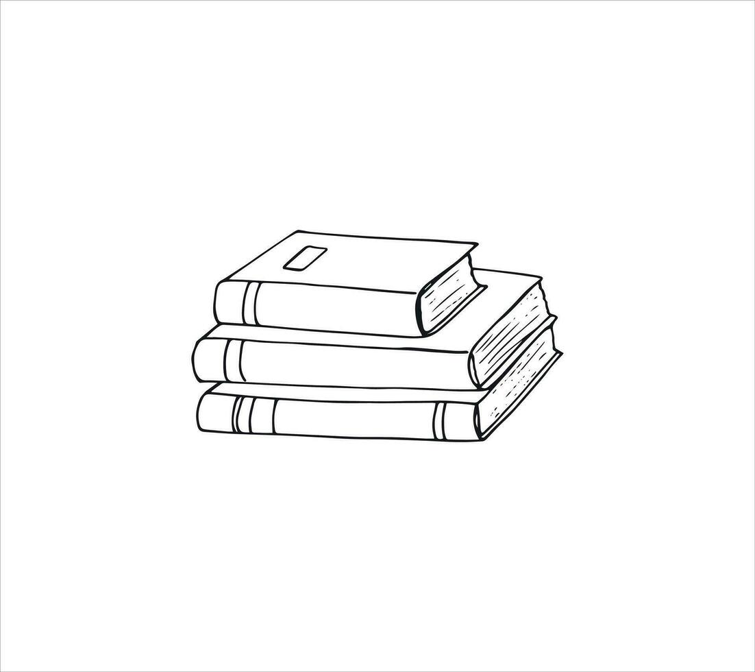 mano dibujado apilar de libros. aislado vector ilustración en un blanco antecedentes.