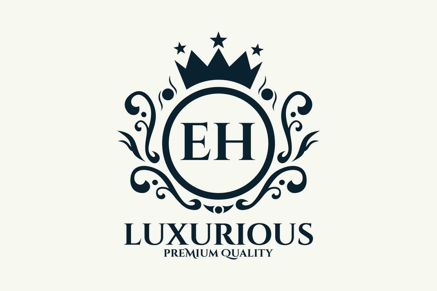 Initial  Letter EH Royal Luxury Logo template in vector art for luxurious branding  vector illustration.
