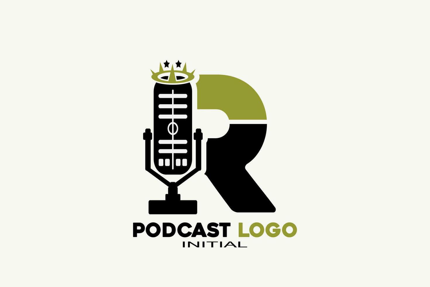 Vector initials letter R with podcast creative geometric modern logo design.