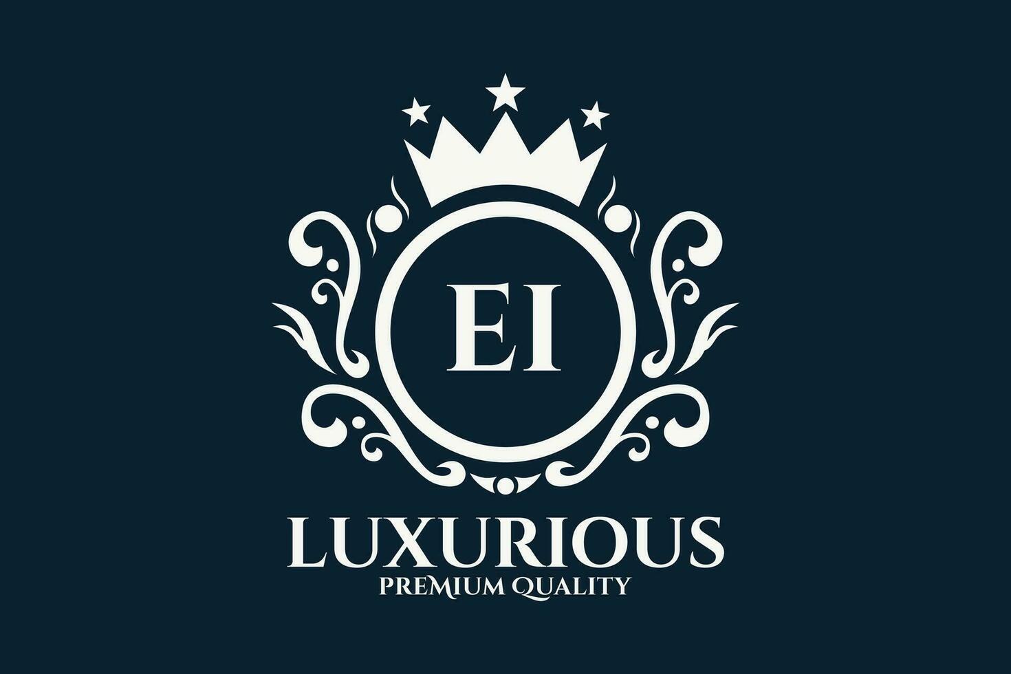 Initial  Letter EI Royal Luxury Logo template in vector art for luxurious branding  vector illustration.