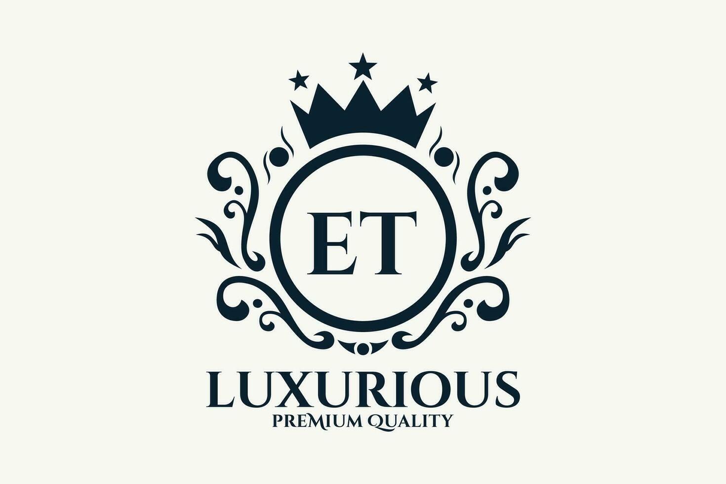 Initial  Letter ET Royal Luxury Logo template in vector art for luxurious branding  vector illustration.