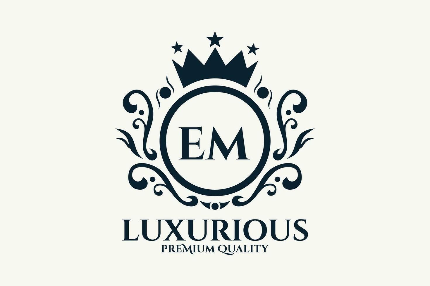 Initial  Letter EM Royal Luxury Logo template in vector art for luxurious branding  vector illustration.