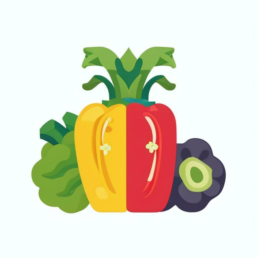 AI generated Various Weird Vegetable Avatar Icon Clip Art Sticker Decoration Simple Background photo