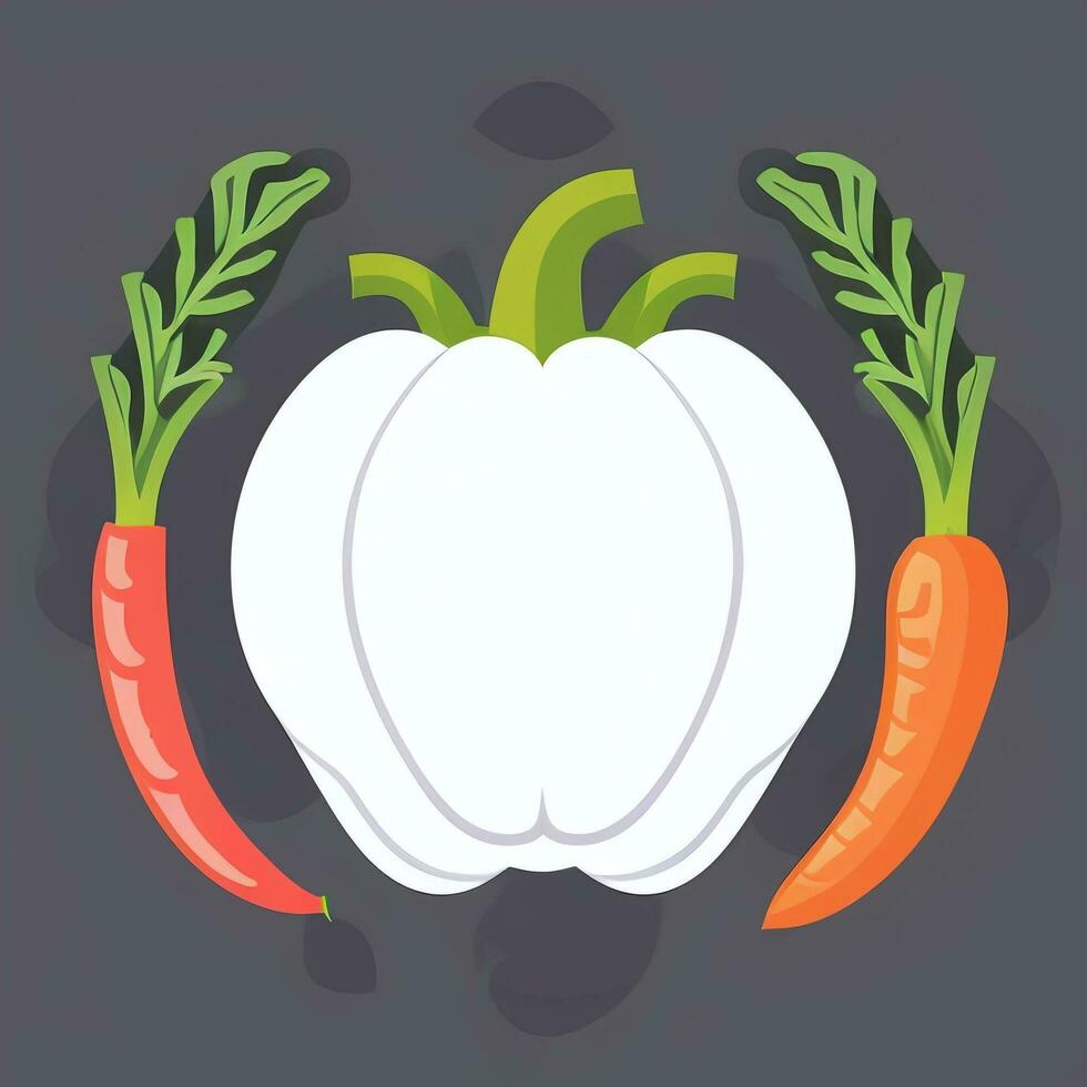 AI generated Various Weird Vegetable Avatar Icon Clip Art Sticker Decoration Simple Background photo
