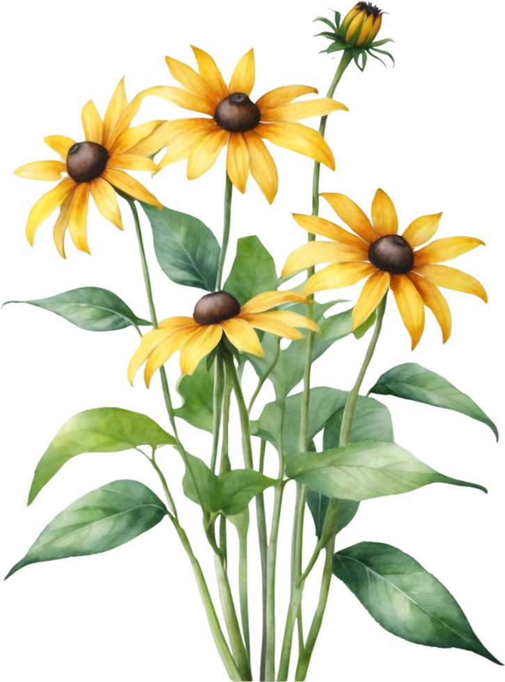 AI generated Watercolor wildflower clipart, AI-Generated. png