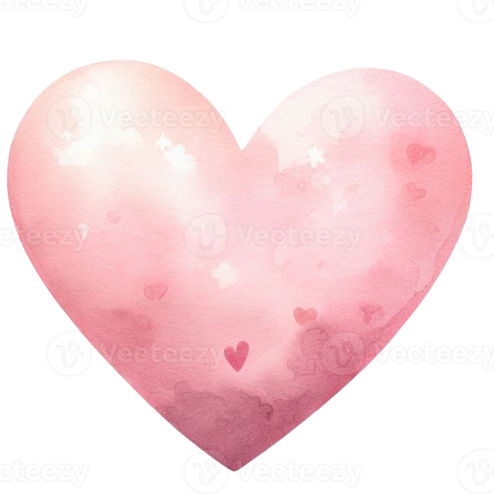 AI generated cute heart shape watercolor clip art, heart symbol of love during in love or on valentine day isolated on a white background png