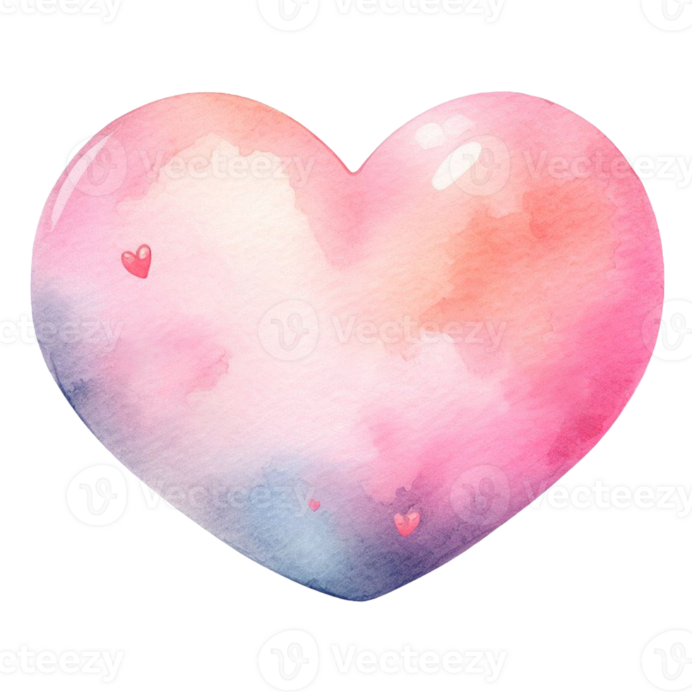 AI generated cute heart shape watercolor clip art, heart symbol of love during in love or on valentine day isolated on a white background png