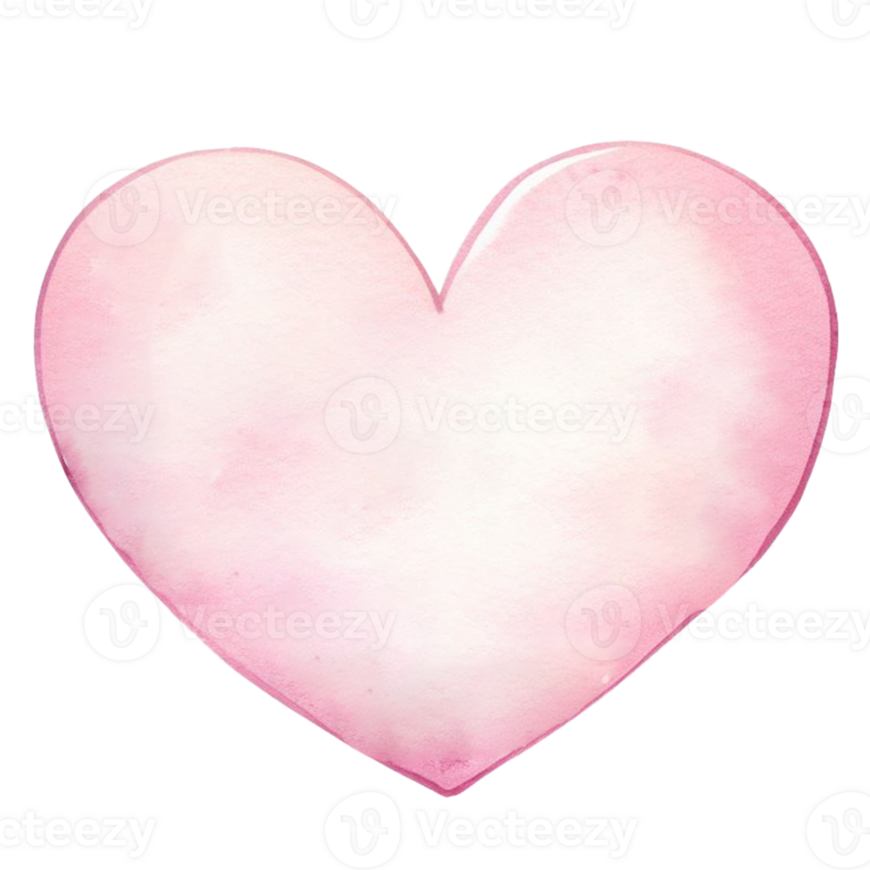 AI generated cute heart shape watercolor clip art, heart symbol of love during in love or on valentine day isolated on a white background png