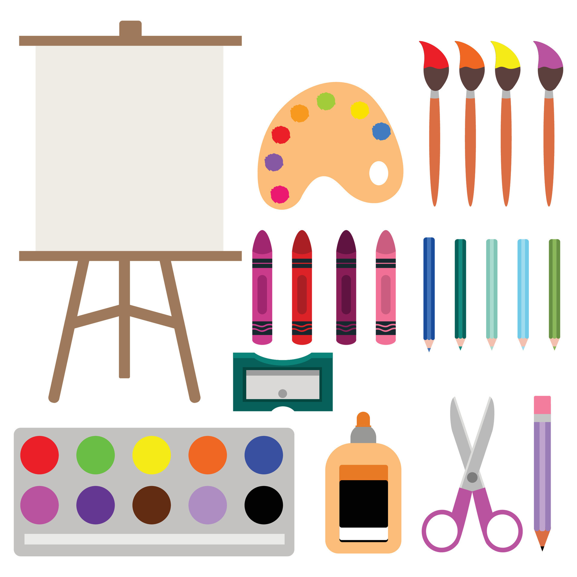 Painting Materials Set Clip art 34722525 Vector Art at Vecteezy