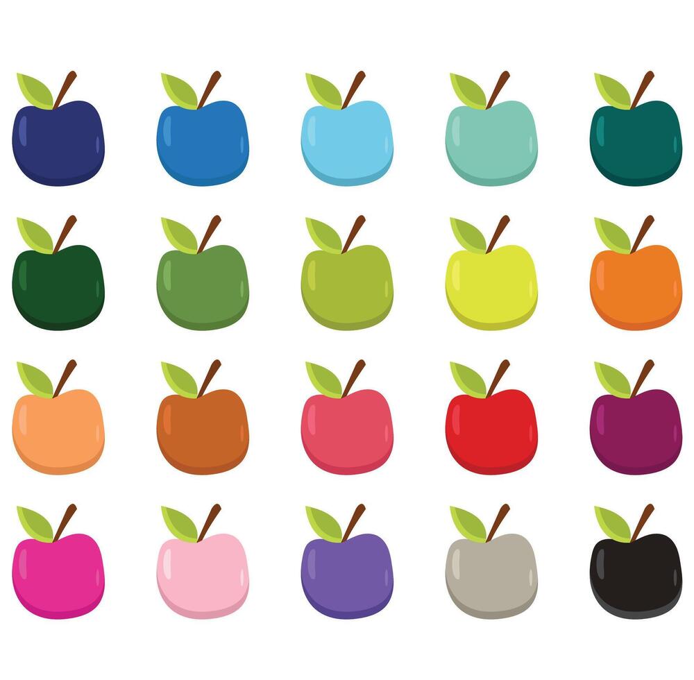 Colorful Apple Design Clipart Set vector