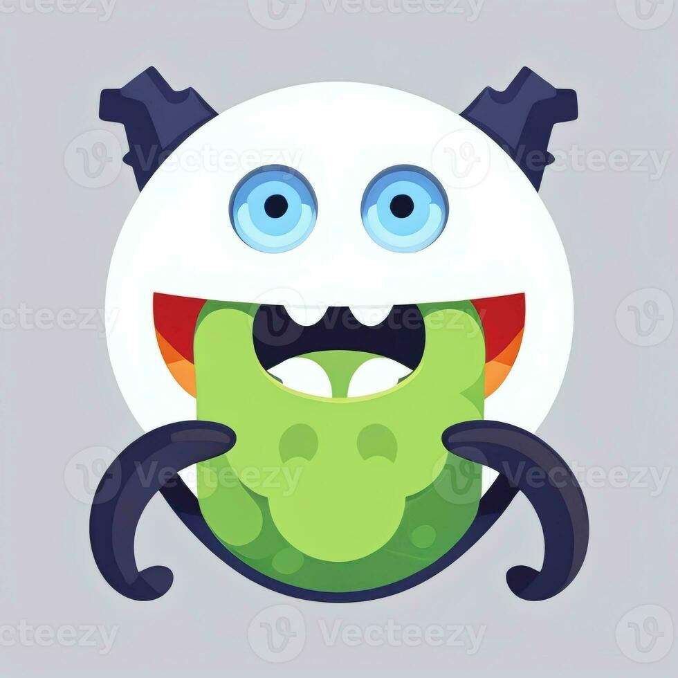 AI generated Cute Monster Portrait Avatar Clip Art Gamer Icon Sticker Decoration Simple Background photo