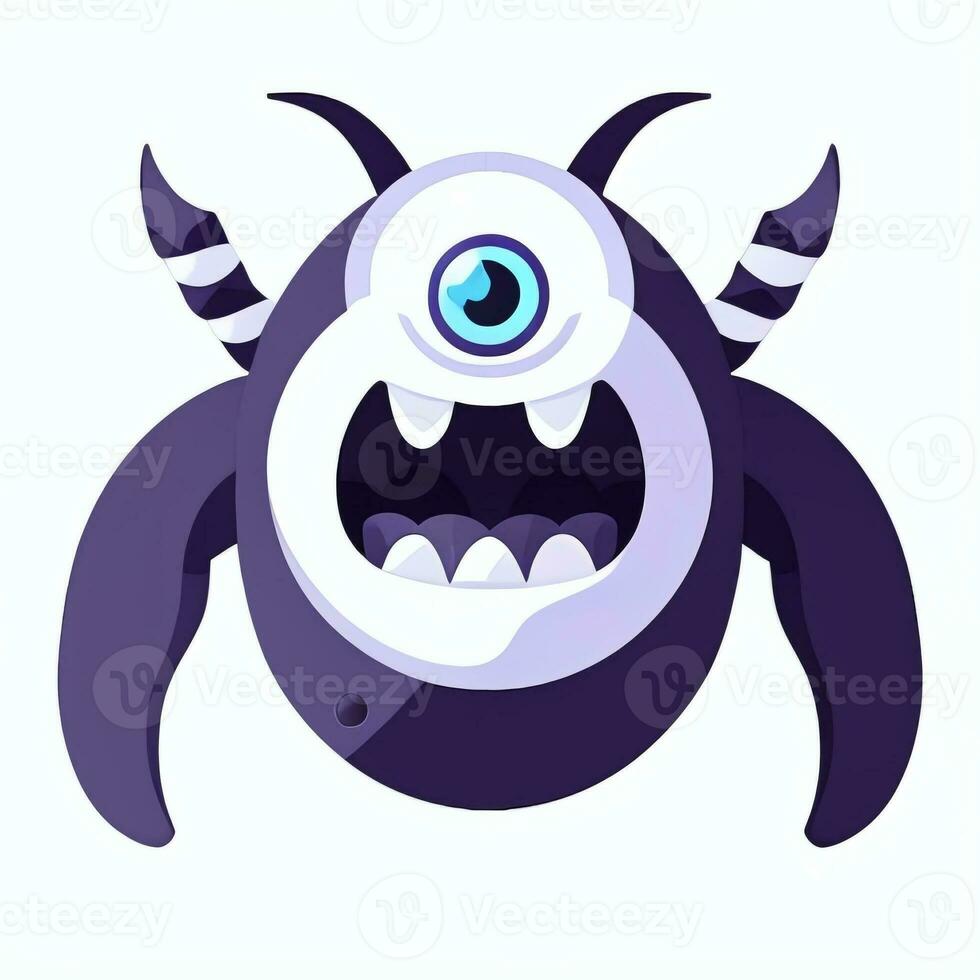 AI generated Cute Monster Portrait Avatar Clip Art Gamer Icon Sticker Decoration Simple Background photo