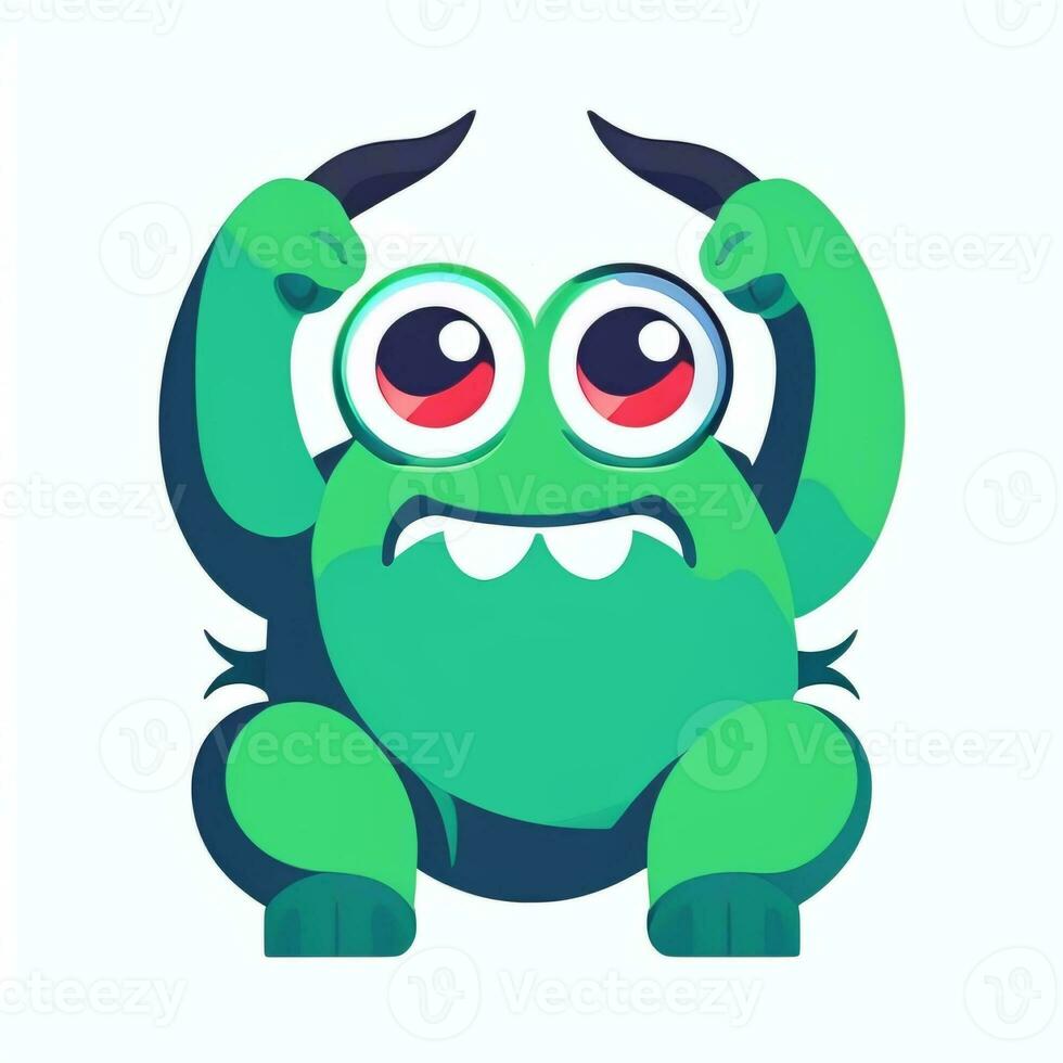 AI generated Cute Monster Portrait Avatar Clip Art Gamer Icon Sticker Decoration Simple Background photo