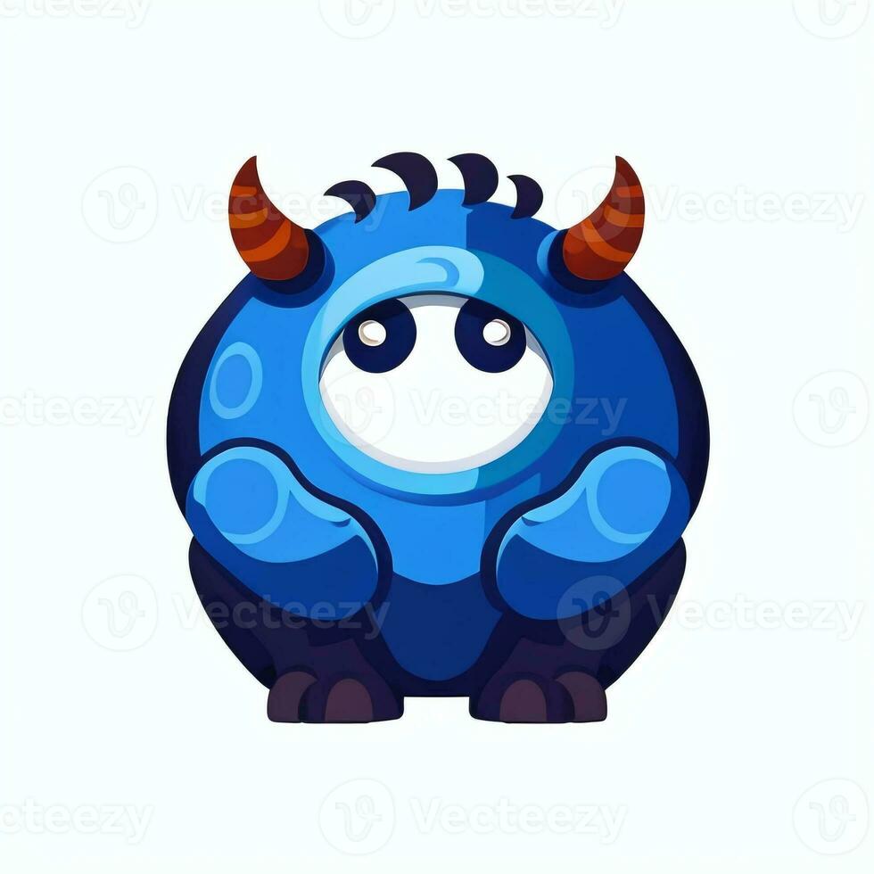 AI generated Cute Monster Portrait Avatar Clip Art Gamer Icon Sticker Decoration Simple Background photo