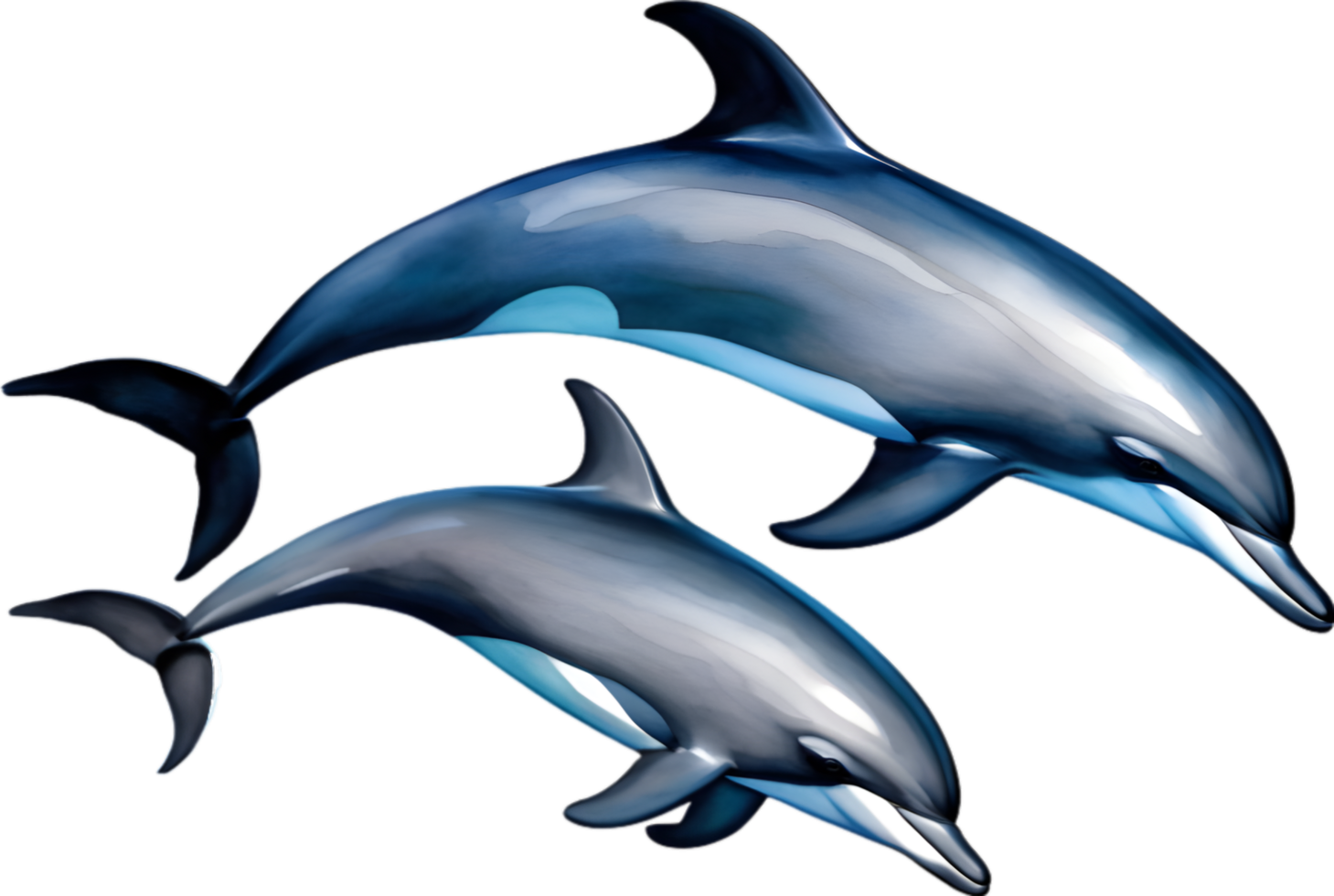 AI generated Watercolor painting of a dolphin. AI-Generated. png