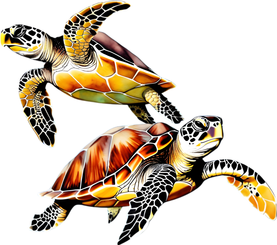 ai generiert Aquarell Gemälde von ein Meer Schildkröte. KI-generiert. png