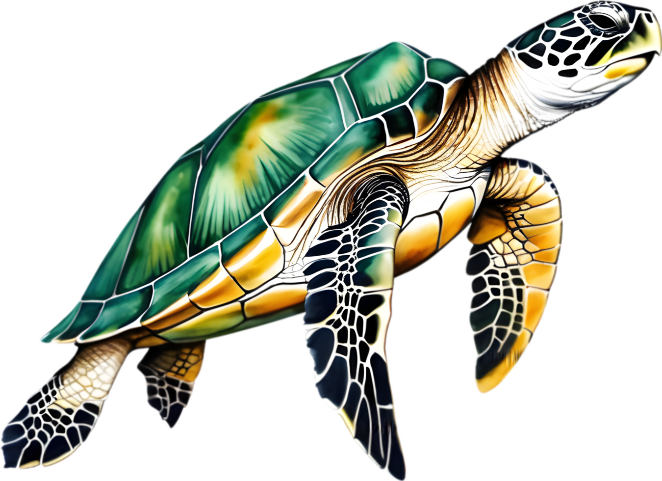 AI generated Watercolor painting of a sea turtle. AI-Generated. png