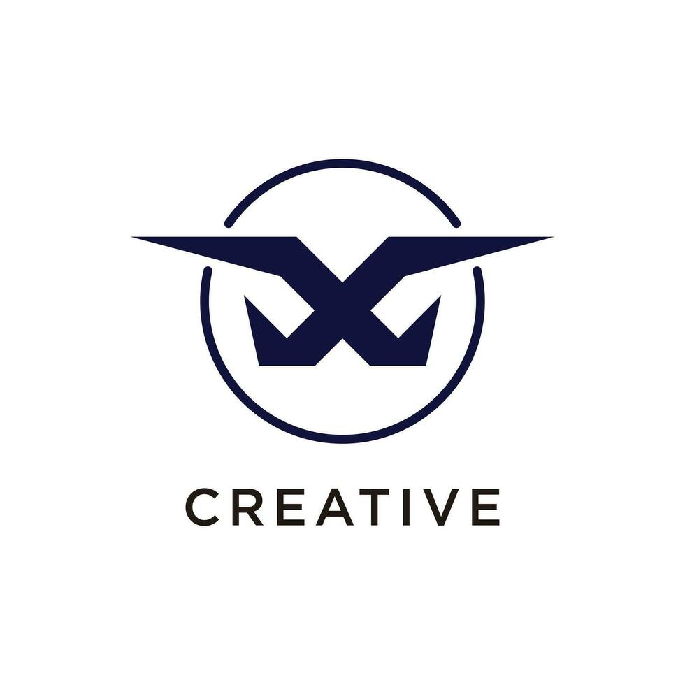 Letter x modern shapes alphabet flat creative unique monogram black logo vector