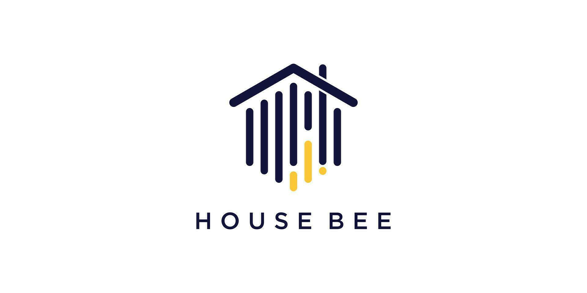 abeja casa logo con creativo diseño concepto vector