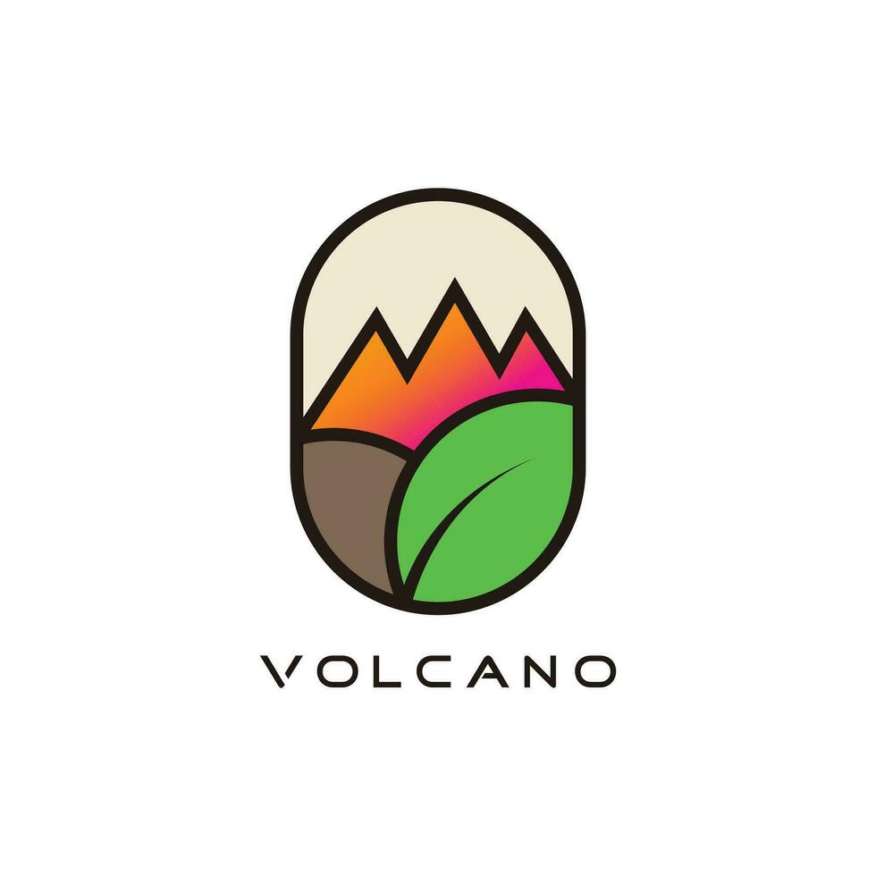 Volcano logo with creative idea concept design vector