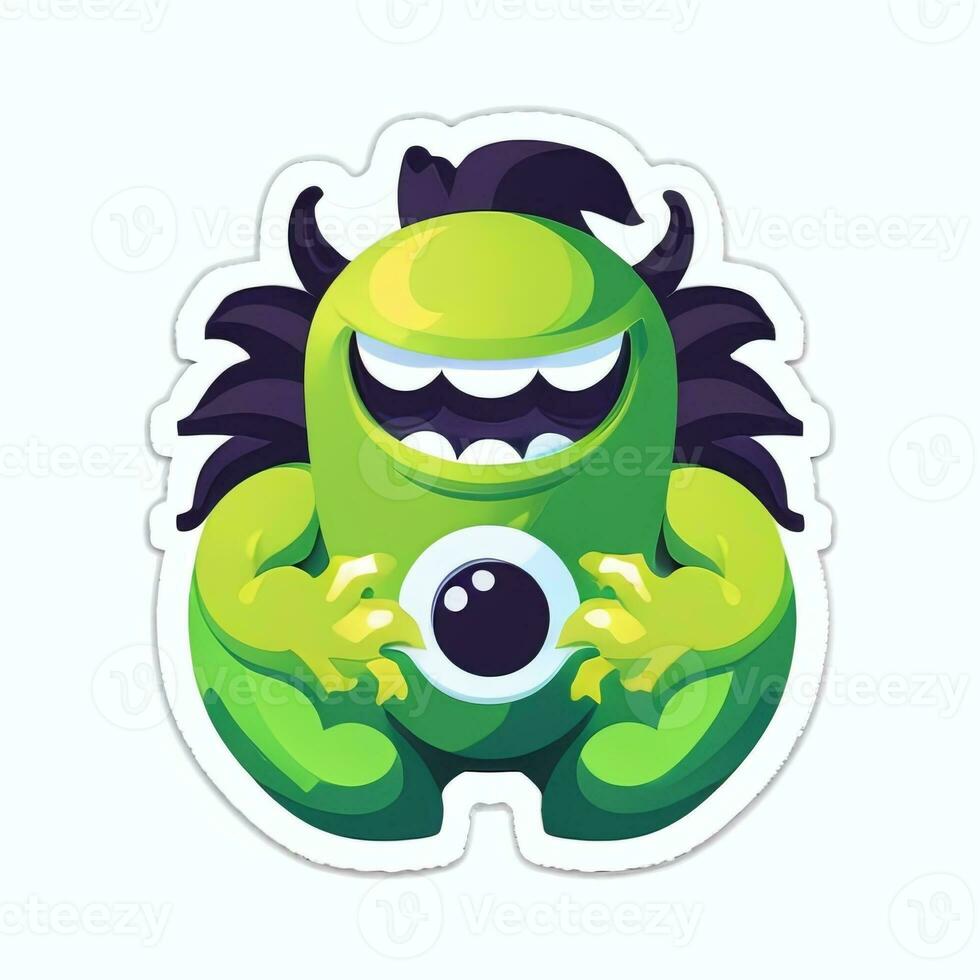 AI generated Cute Monster Portrait Avatar Clip Art Gamer Icon Sticker Decoration Simple Background photo