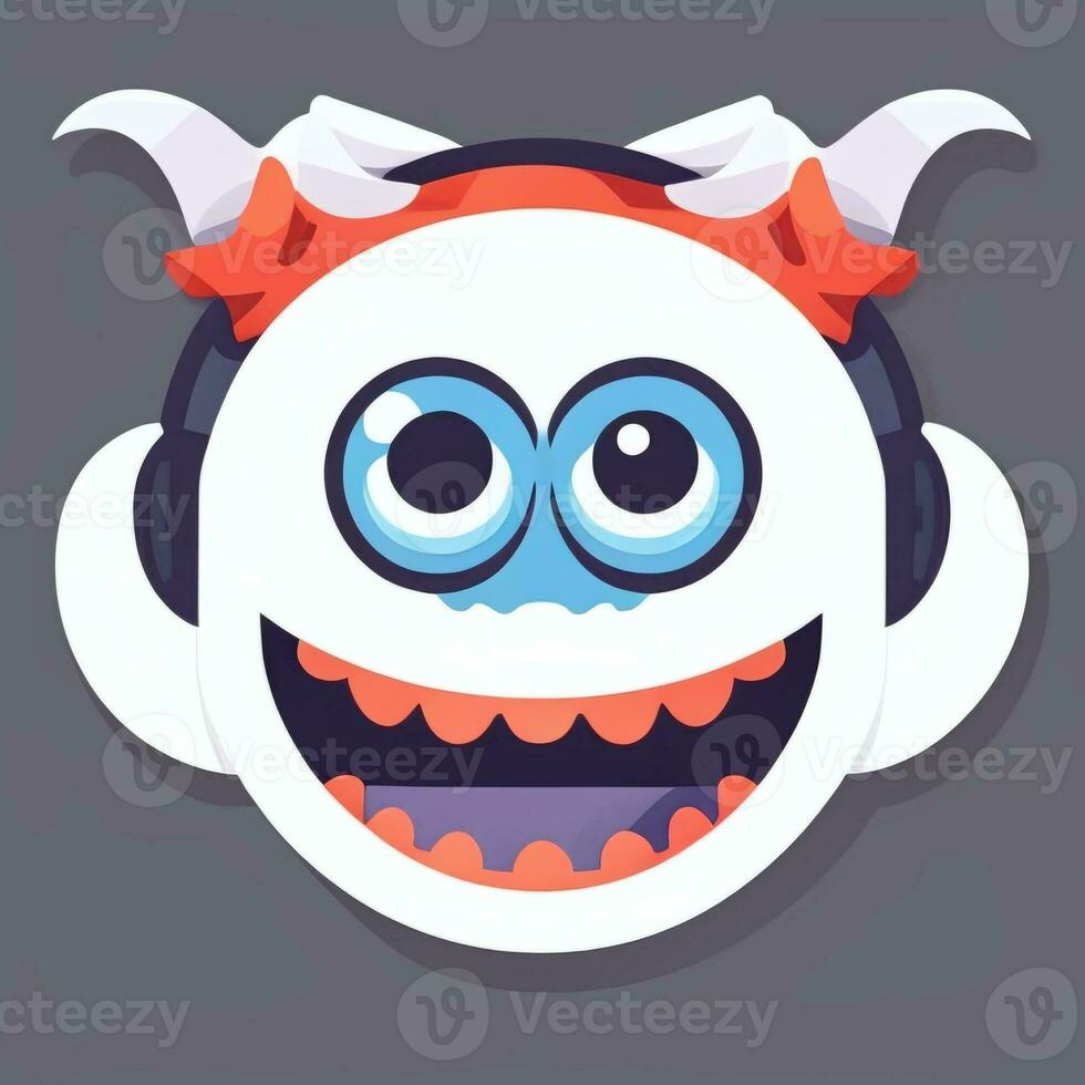 AI generated Cute Monster Portrait Avatar Clip Art Gamer Icon Sticker Decoration Simple Background photo