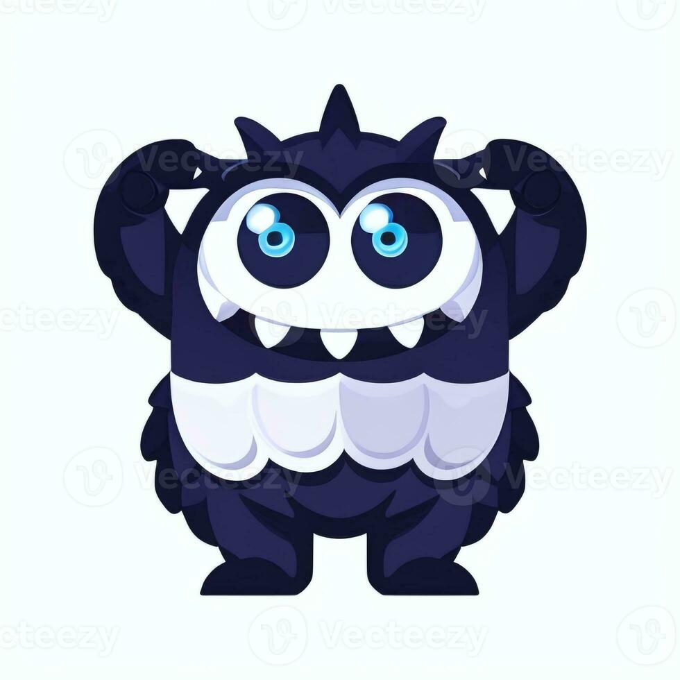 AI generated Cute Monster Portrait Avatar Clip Art Gamer Icon Sticker Decoration Simple Background photo