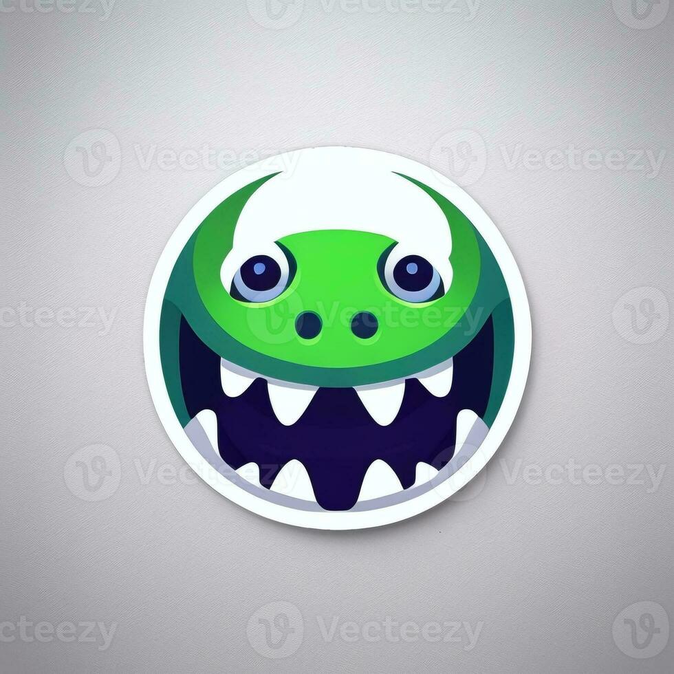 AI generated Cute Monster Portrait Avatar Clip Art Gamer Icon Sticker Decoration Simple Background photo