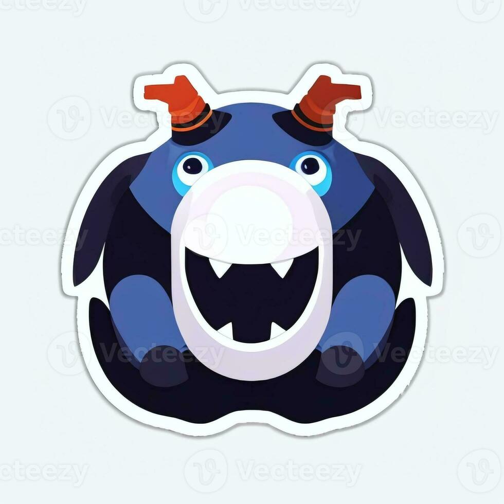 AI generated Cute Monster Portrait Avatar Clip Art Gamer Icon Sticker Decoration Simple Background photo