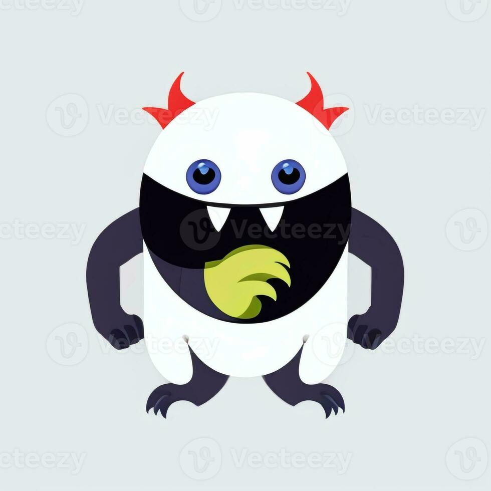 AI generated Cute Monster Portrait Avatar Clip Art Gamer Icon Sticker Decoration Simple Background photo