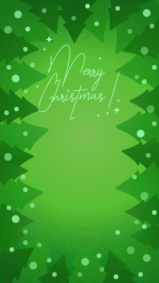 Christmas tree green Christmas story frame template. Background with Copy Space. vector