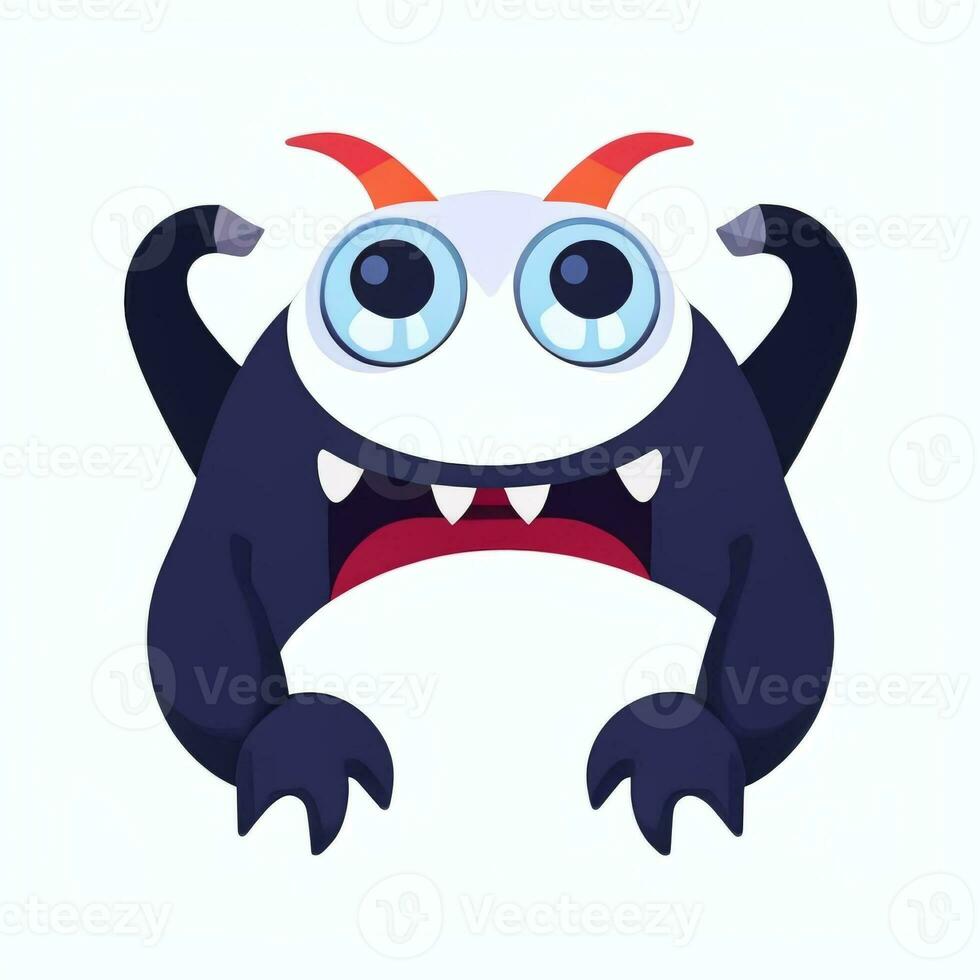 AI generated Cute Monster Portrait Avatar Clip Art Gamer Icon Sticker Decoration Simple Background photo