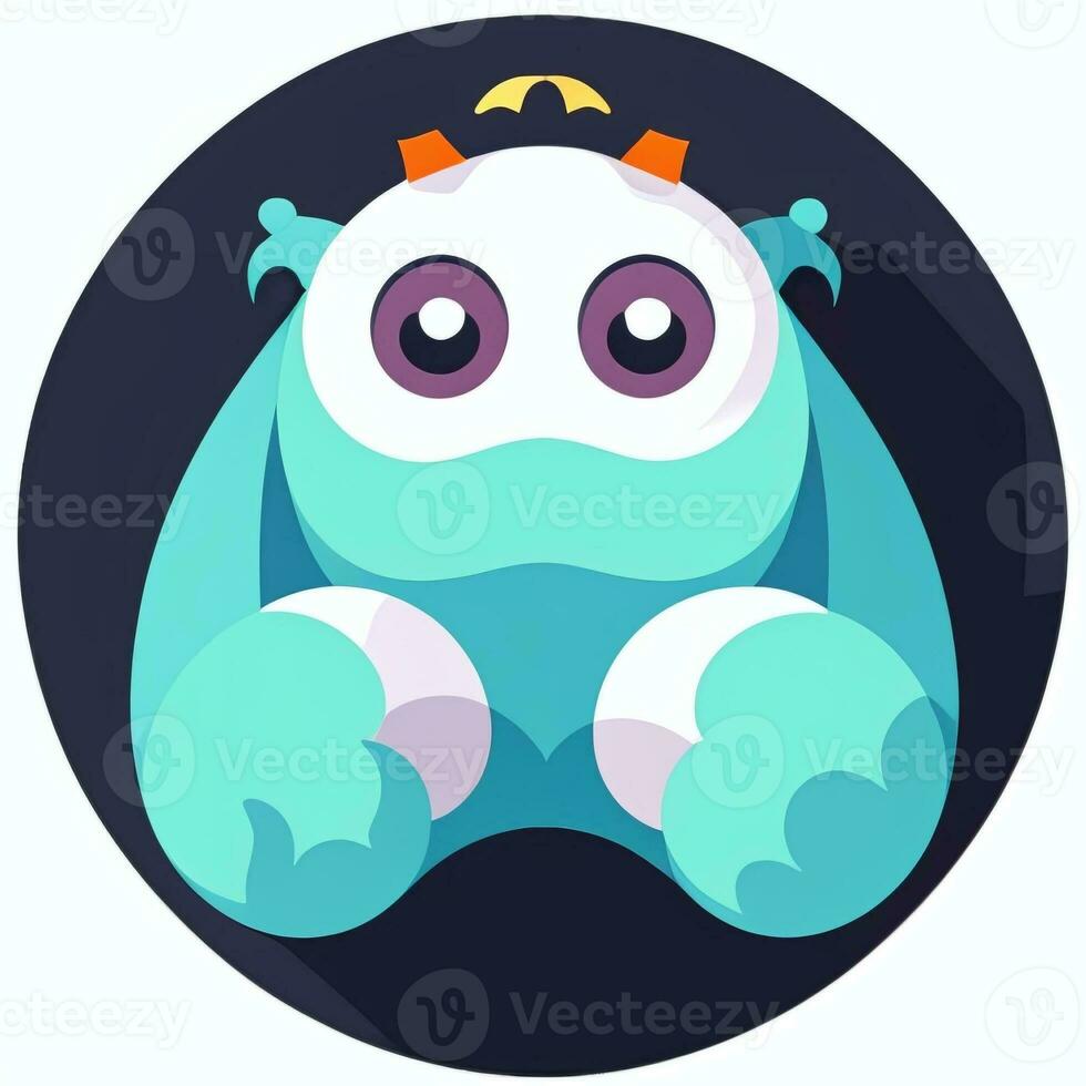 AI generated Cute Monster Portrait Avatar Clip Art Gamer Icon Sticker Decoration Simple Background photo
