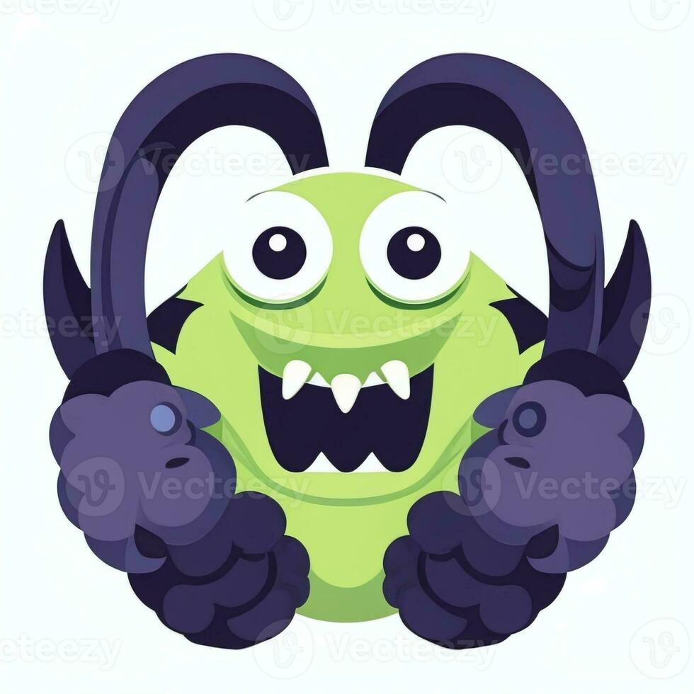 AI generated Cute Monster Portrait Avatar Clip Art Gamer Icon Sticker Decoration Simple Background photo