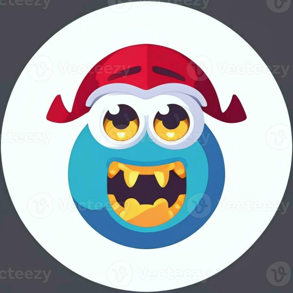 AI generated Cute Monster Portrait Avatar Clip Art Gamer Icon Sticker Decoration Simple Background photo