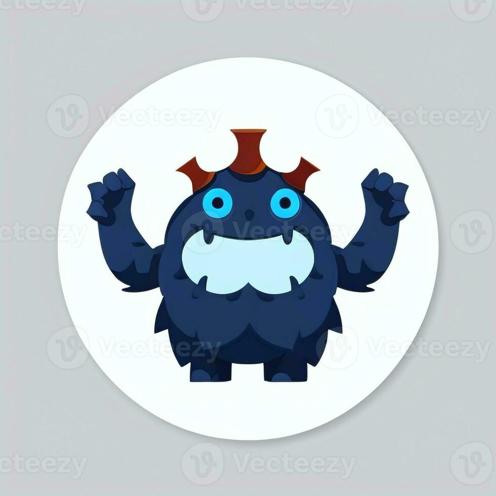 AI generated Cute Monster Portrait Avatar Clip Art Gamer Icon Sticker Decoration Simple Background photo