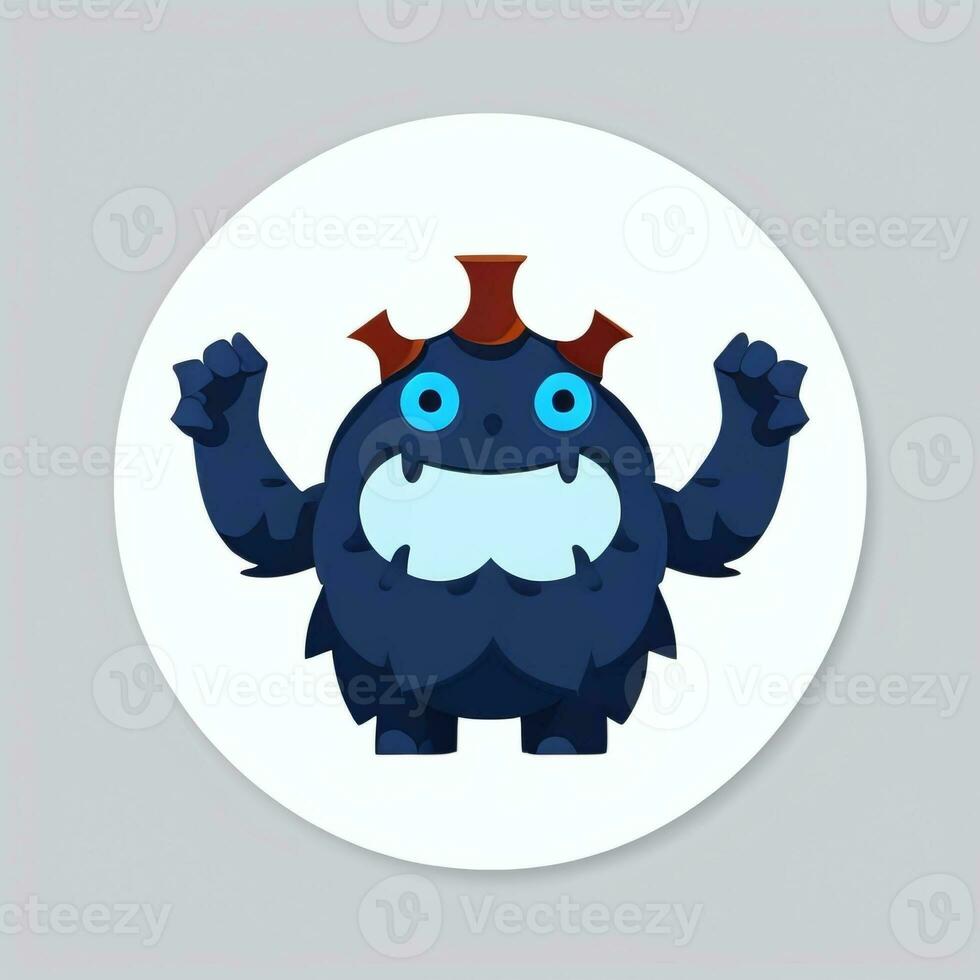 AI generated Cute Monster Portrait Avatar Clip Art Gamer Icon Sticker Decoration Simple Background photo