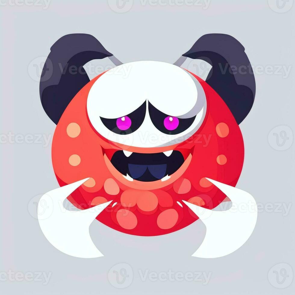 AI generated Cute Monster Portrait Avatar Clip Art Gamer Icon Sticker Decoration Simple Background photo