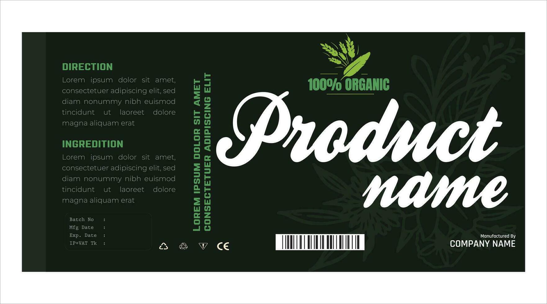 Organic product packaging label template vector